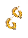 Alsace 18K Gold Non-Tarnish Two Toned C Hoop Earring: Multi-Colored